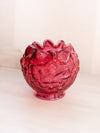Vintage Fenton Poppy Dark Pink Cranberry Bowl Vase with Ruffle Edge