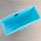 Vintage Fenton Rectangular Top Blue Matte Glass Vase with Bird Designs
