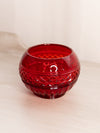 Vintage Fenton Red Amberina Glass Cupped Bowl with Diamond Designs (Glows)