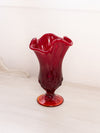 Vintage Fenton Red Amberina Glass Lily of The Valley Handkerchief Vase