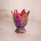 Vintage Fenton Red Iridescent Amberina Glass 2-Way Floral Candleholder