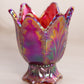 Vintage Fenton Red Iridescent Amberina Glass 2-Way Floral Candleholder
