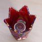 Vintage Fenton Red Iridescent Amberina Glass 2-Way Floral Candleholder
