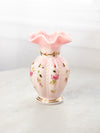 Vintage Fenton Rosalene Glass Vase with Hand Painted Details