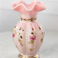 Vintage Fenton Rosalene Glass Vase with Hand Painted Details