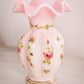 Vintage Fenton Rosalene Charleton Glass Vase with Hand Painted Details