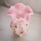 Vintage Fenton Rosalene Charleton Glass Vase with Hand Painted Details