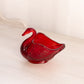 Vintage Fenton Small Amberina Red Glass Swan Dish (Glows)
