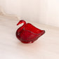 Vintage Fenton Small Amberina Red Glass Swan Dish (Glows)