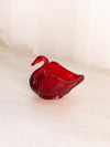 Vintage Fenton Small Amberina Red Glass Swan Dish (Glows)