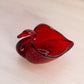 Vintage Fenton Small Amberina Red Glass Swan Dish (Glows)