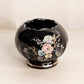 Vintage Fenton Small Black Glass Bowl with Hand Painted Floral Designs