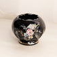 Vintage Fenton Small Black Glass Bowl with Hand Painted Floral Designs