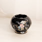 Vintage Fenton Small Black Glass Bowl with Hand Painted Floral Designs