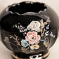 Vintage Fenton Small Black Glass Bowl with Hand Painted Floral Designs