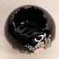 Vintage Fenton Small Black Glass Bowl with Hand Painted Floral Designs
