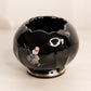Vintage Fenton Small Black Glass Bowl with Hand Painted Floral Designs