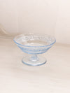 Vintage Fenton Small Blue Glass Footed Dish with Floral Designs