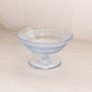 Vintage Fenton Small Blue Glass Footed Dish with Floral Designs