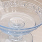 Vintage Fenton Small Blue Glass Footed Dish with Floral Designs