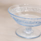 Vintage Fenton Small Blue Glass Footed Dish with Floral Designs