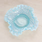 Vintage Fenton Small Blue Hobnail Opalescent Glass Dish with Ruffle Edge