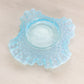 Vintage Fenton Small Blue Hobnail Opalescent Glass Dish with Ruffle Edge