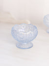 Vintage Fenton Small Blue Iridescent Glass Footed Bowl