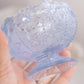 Vintage Fenton Small Blue Iridescent Glass Footed Bowl