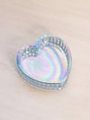 Vintage Fenton Small Blue Iridescent Heart Dish (Missing Lid)