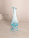 Vintage Fenton Small Blue Opalescent Glass Hobnail Swung Vase