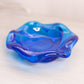 Vintage Fenton Small Blue Glass Swirl Dish with Textured Bottom