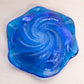 Vintage Fenton Small Blue Glass Swirl Dish with Textured Bottom