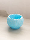 Vintage Fenton Small Matte Blue Glass Water Lily Bowl
