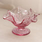 Vintage Fenton Small Pink Glass Footed Strawberry Dish