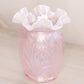 Vintage Fenton Small Pink Iridescent Opalescent Glass Daffodil Vase