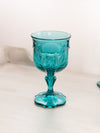 Vintage Fenton Teal Royale Empree Glass Goblet with Fancy Designs