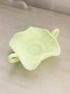 Vintage Fenton Uranium Custard Glass Butterfly Dish with 2 Handles