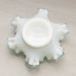 Vintage Fenton White and Blue Crest Glass Dish with Ruffle Edge
