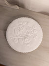 Vintage Imperial Large White Milk Glass Plate with Floral Rose Details
