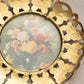 Vintage Flowers in Green Vase Print with Thin Brass Butterfly Frame