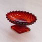 Vintage Footed Oval Amberina English Hobnail Toothpick Holder (Glows)