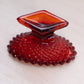 Vintage Footed Oval Amberina English Hobnail Toothpick Holder (Glows)