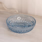 Vintage Fostoria Aristocrat Blue Glass Divided Dish with Sawtooth Edge