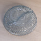Vintage Fostoria Aristocrat Blue Glass Divided Dish with Sawtooth Edge