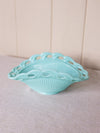 Vintage Fostoria Betsy Ross Aqua Milk Oval Lattice Edge Bowl