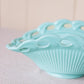 Vintage Fostoria Betsy Ross Aqua Milk Oval Lattice Edge Bowl