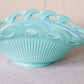 Vintage Fostoria Betsy Ross Aqua Milk Oval Lattice Edge Bowl