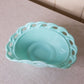 Vintage Fostoria Betsy Ross Aqua Milk Oval Lattice Edge Bowl
