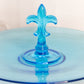 Vintage Fostoria Circular Blue Glass Fleur-de-lis Handle Tidbit Tray